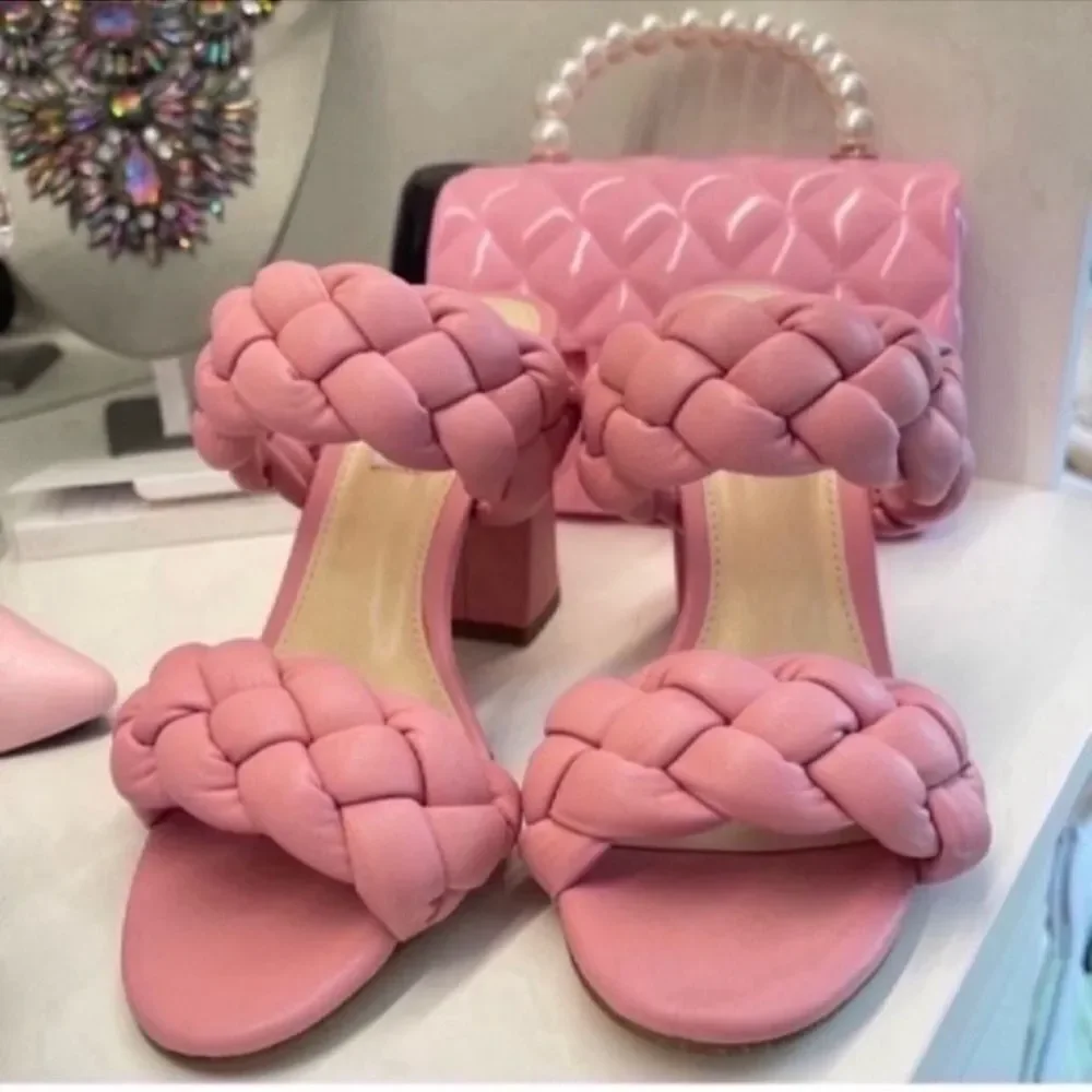 Pink Braided Women's Steve Madden Sandals #6